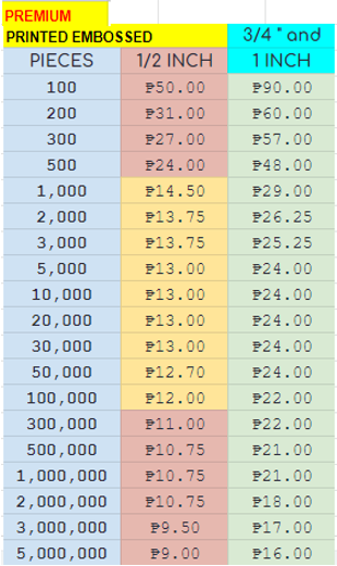 PREMIUM PRINTED EMBOSSED PRICELIST NOV 27